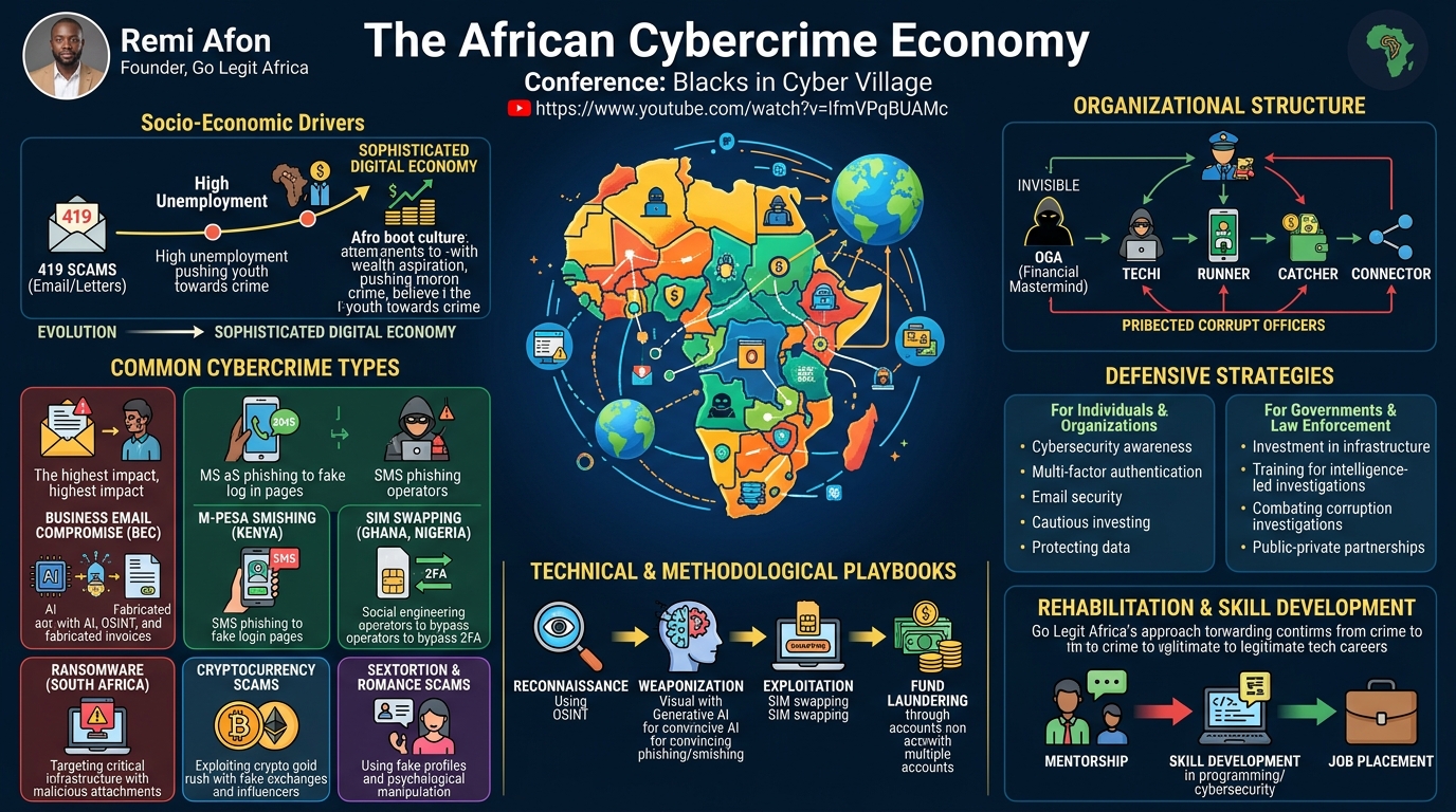 Visual summary for The African Cybercrime Economy by Remi Afon