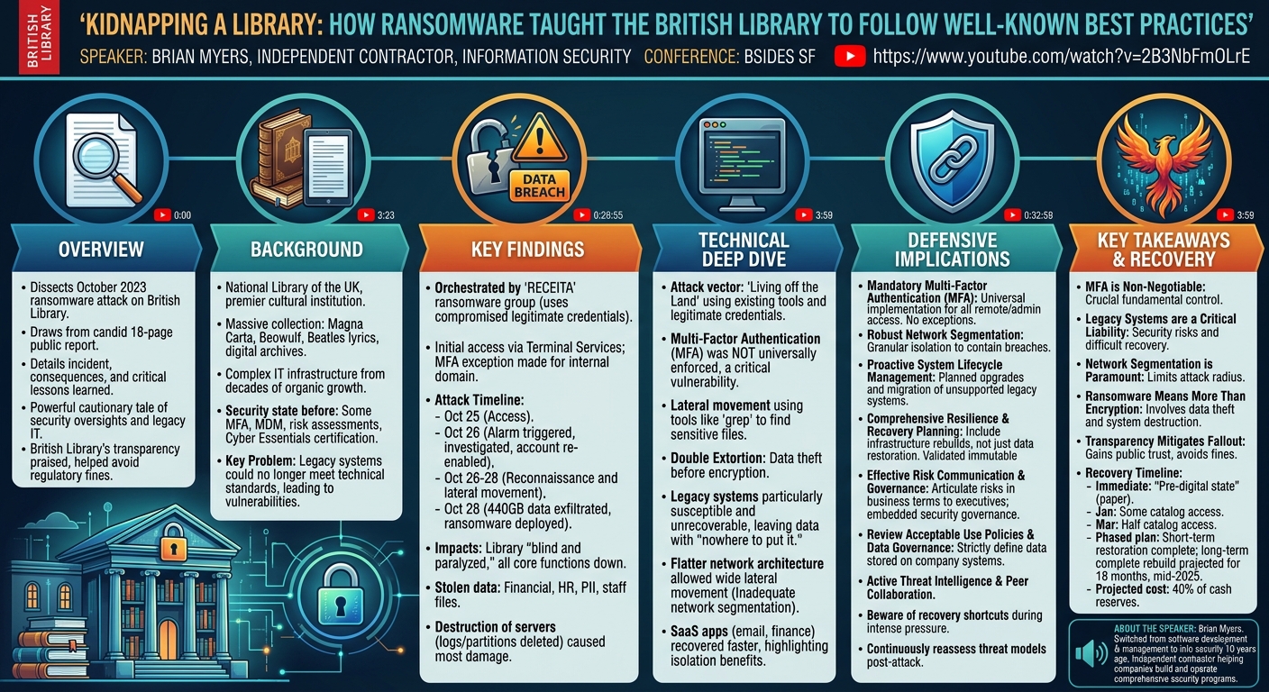 Visual summary for Kidnapping a Library: How Ransomware Taught the British Library to Follow Well-Known Best Practices by Brian Myers