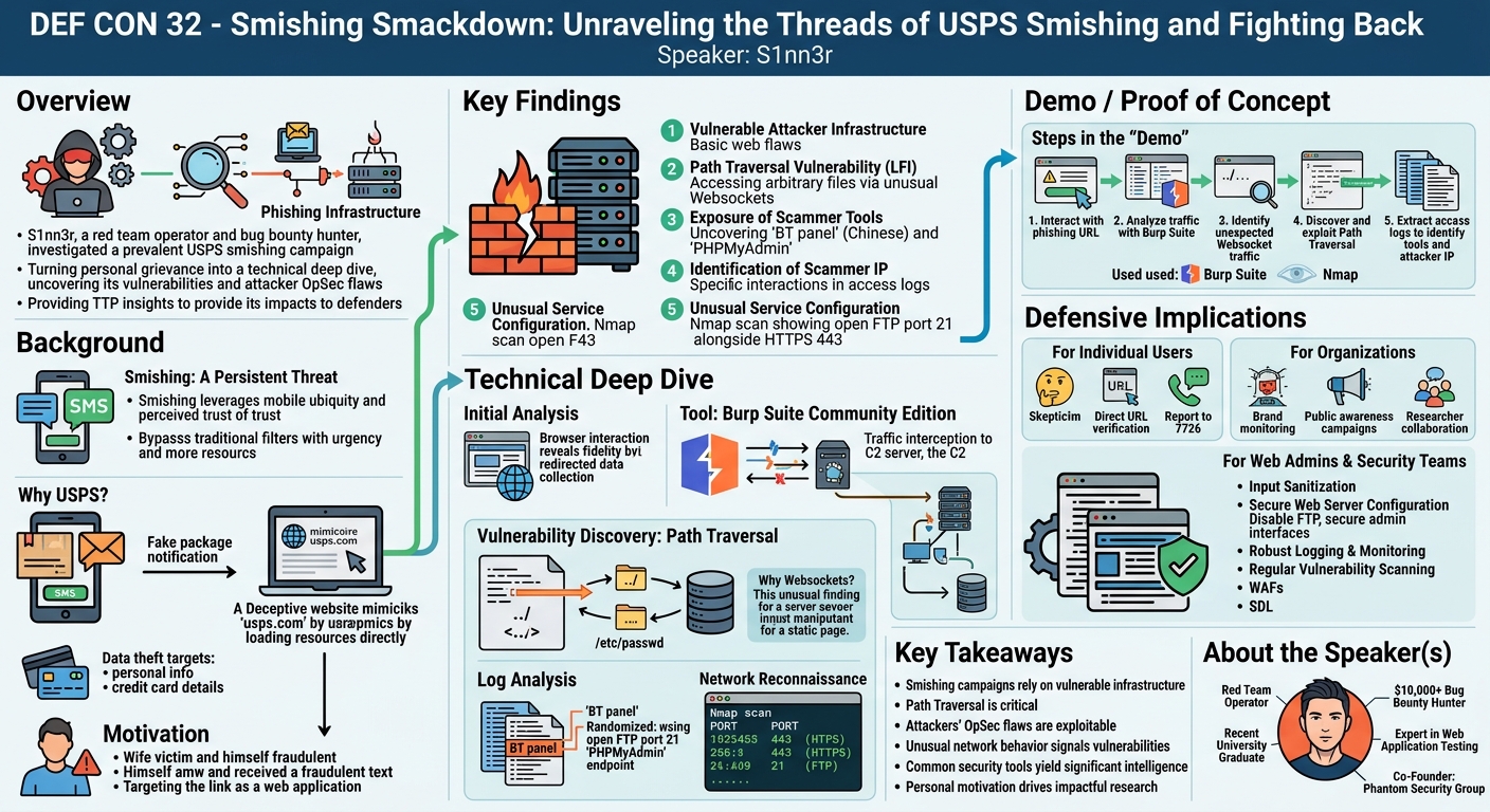 Visual summary for Smishing Smackdown: Unraveling the Threads of USPS Smishing and Fighting Back by S1nn3r