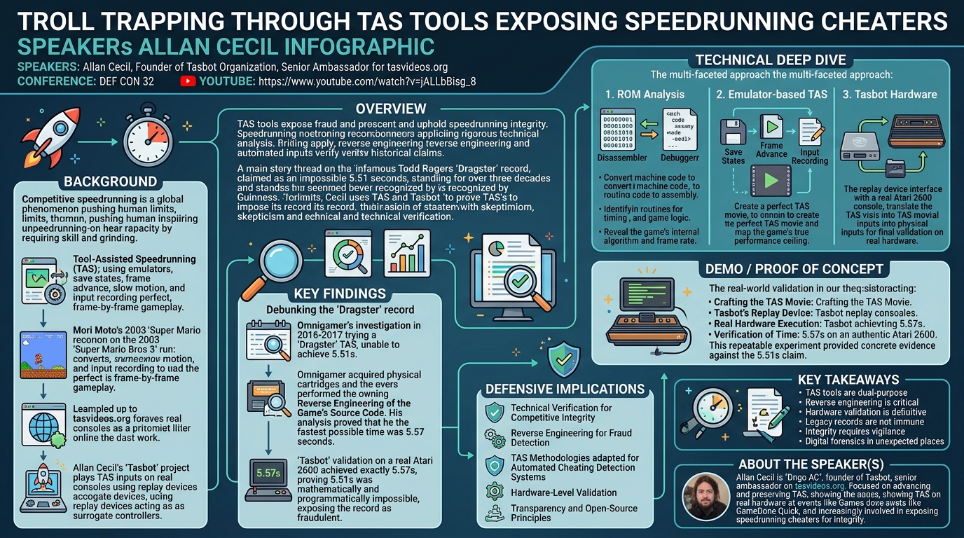 Visual summary for Troll Trapping Through TAS Tools Exposing Speedrunning Cheaters by Allan Cecil