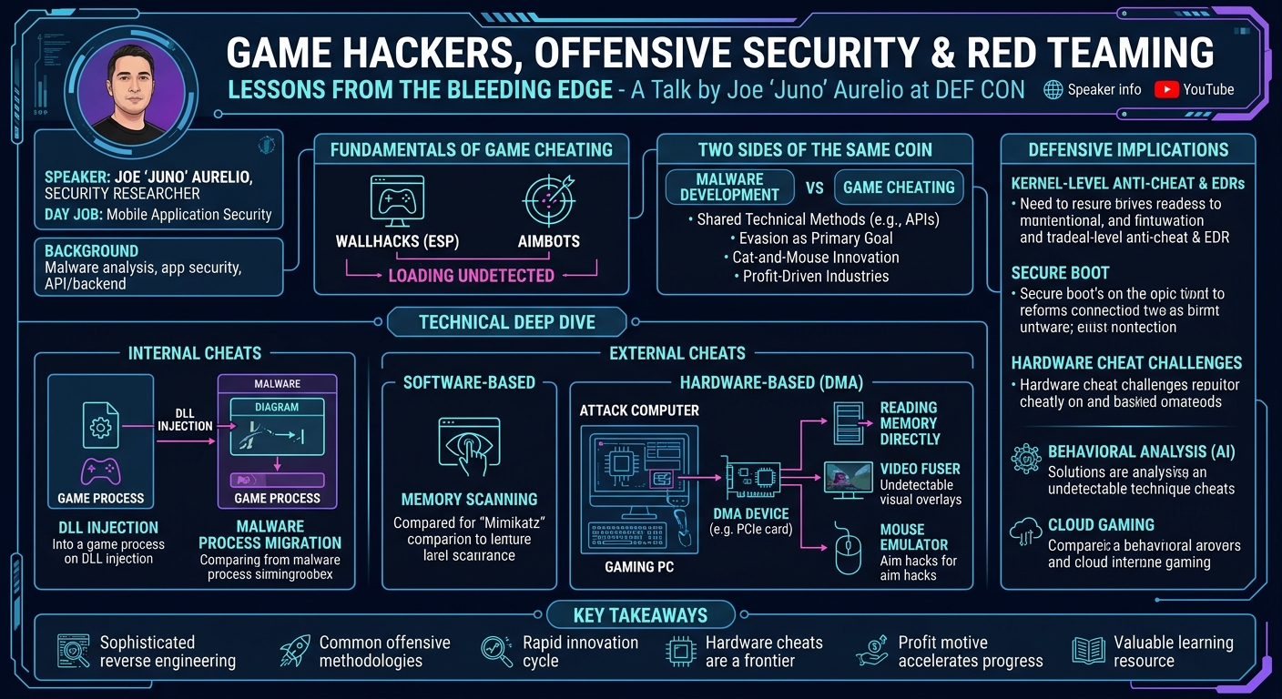 Visual summary for What Game Hackers teach us about Offensive Security & Red Teaming by Joe 'Juno' Aurelio
