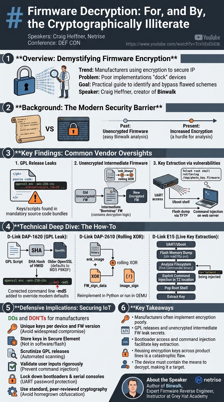 Visual summary for Firmware Decryption: For, and By, the Cryptographically Illiterate by Craig Heffner