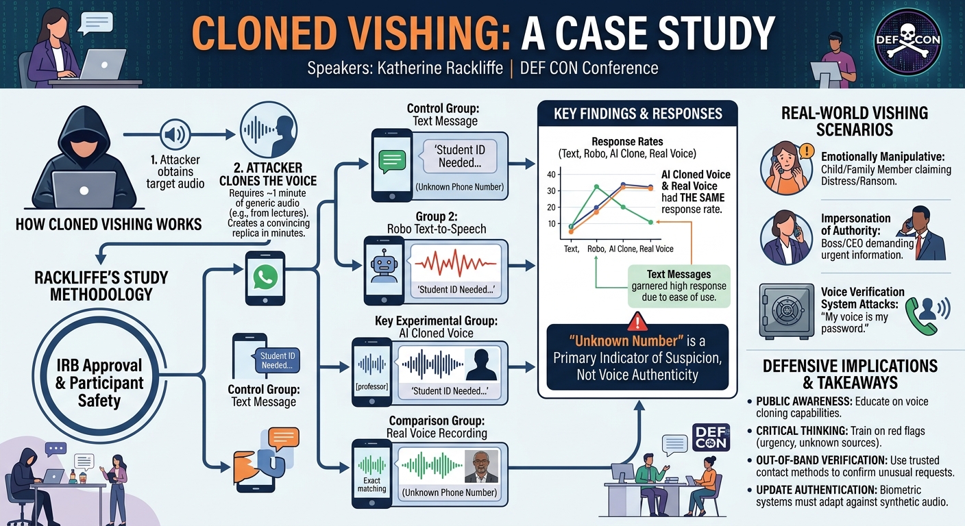 Visual summary for Cloned Vishing : A case study by Katherine Rackliffe