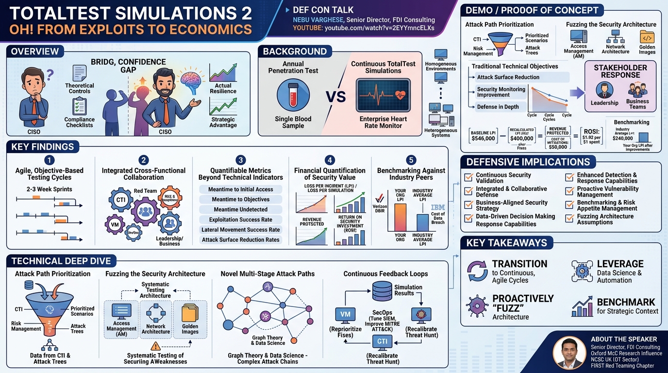 Visual summary for TotalTest Simulations 2 Oh! From Exploits to Economics by Nebu Varghese