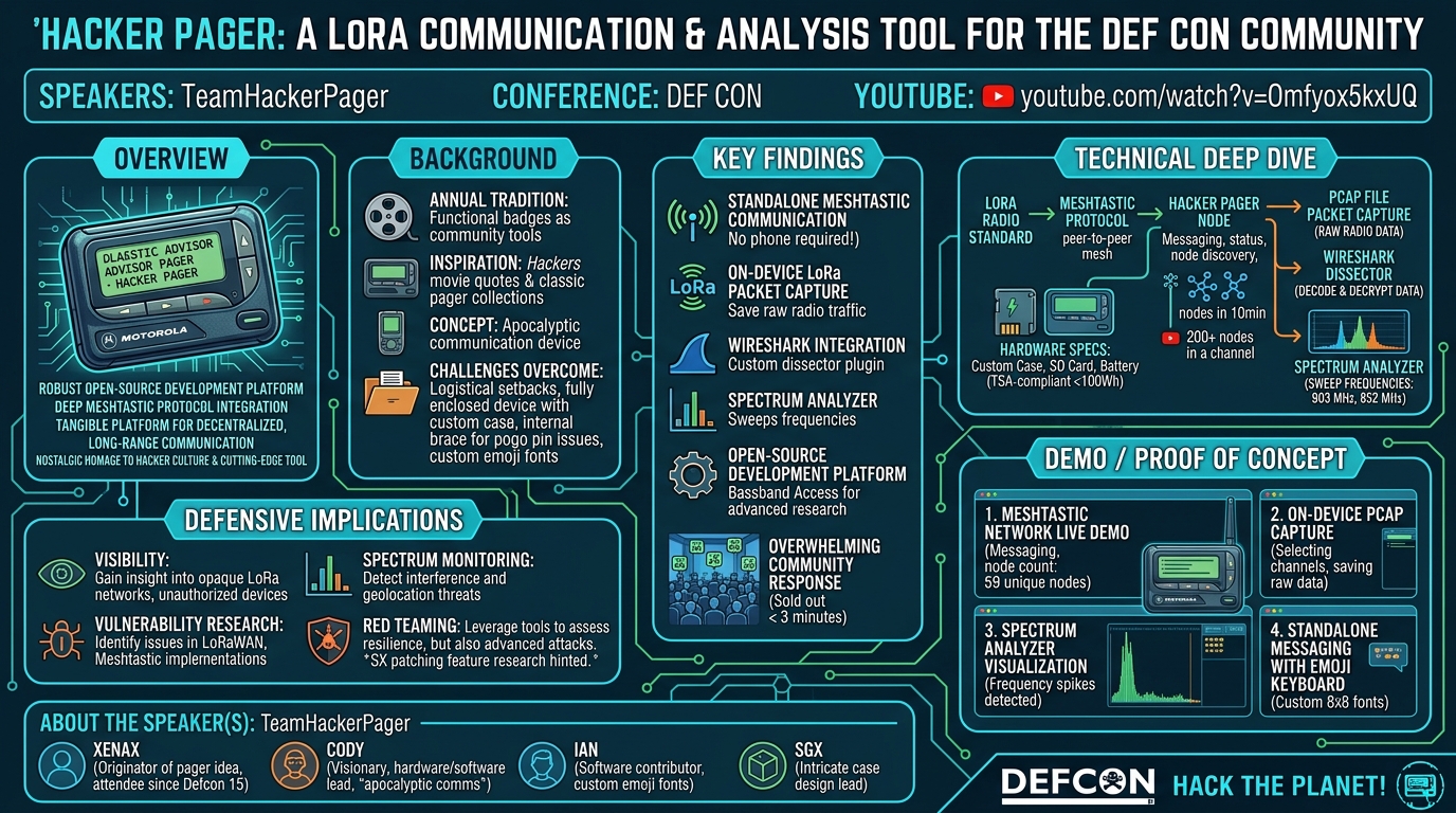 Visual summary for DEF CON 33 VIdeo by TeamHackerPager