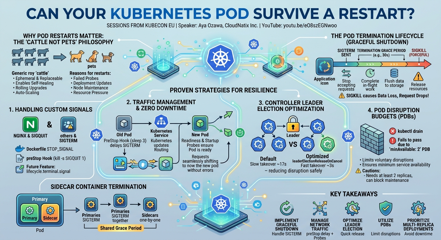 Visual summary for Wait! Can Your Pod Survive a Restart? - Aya Ozawa, CloudNatix Inc.