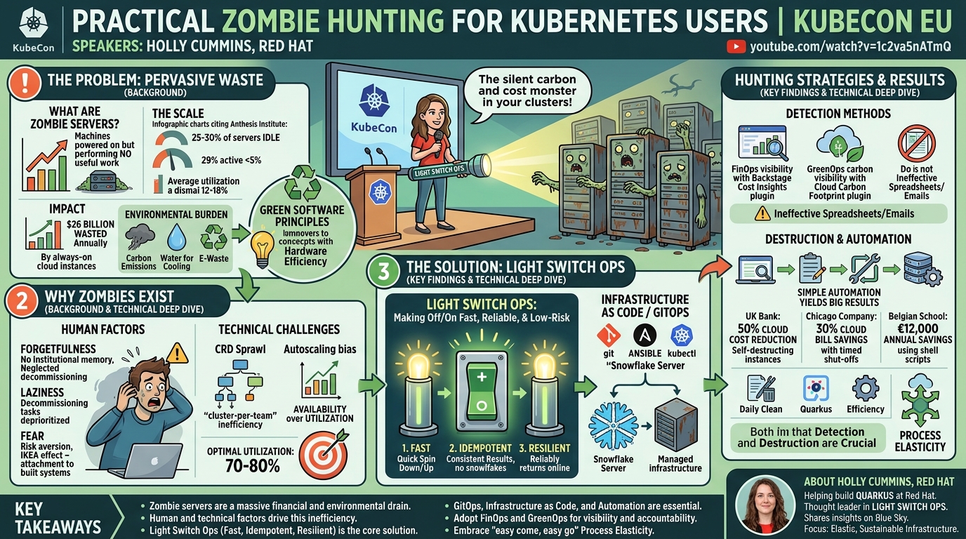 Visual summary for Practical Zombie Hunting for Kubernetes Users - Holly Cummins, Red Hat by Holly Cummins, Red Hat