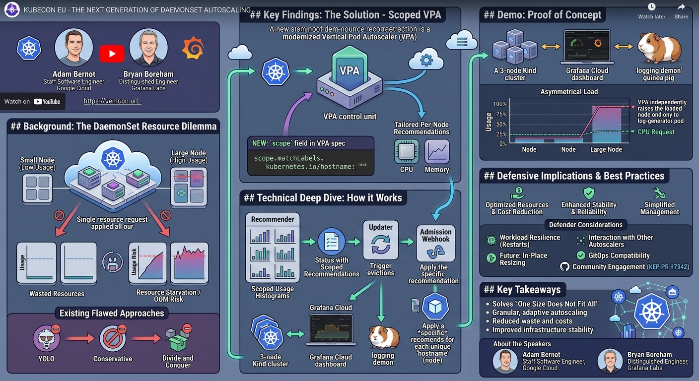 Visual summary for The Next Generation of DaemonSet Autoscaling - Adam Bernot & Bryan Boreham by Adam Bernot, Bryan Boreham