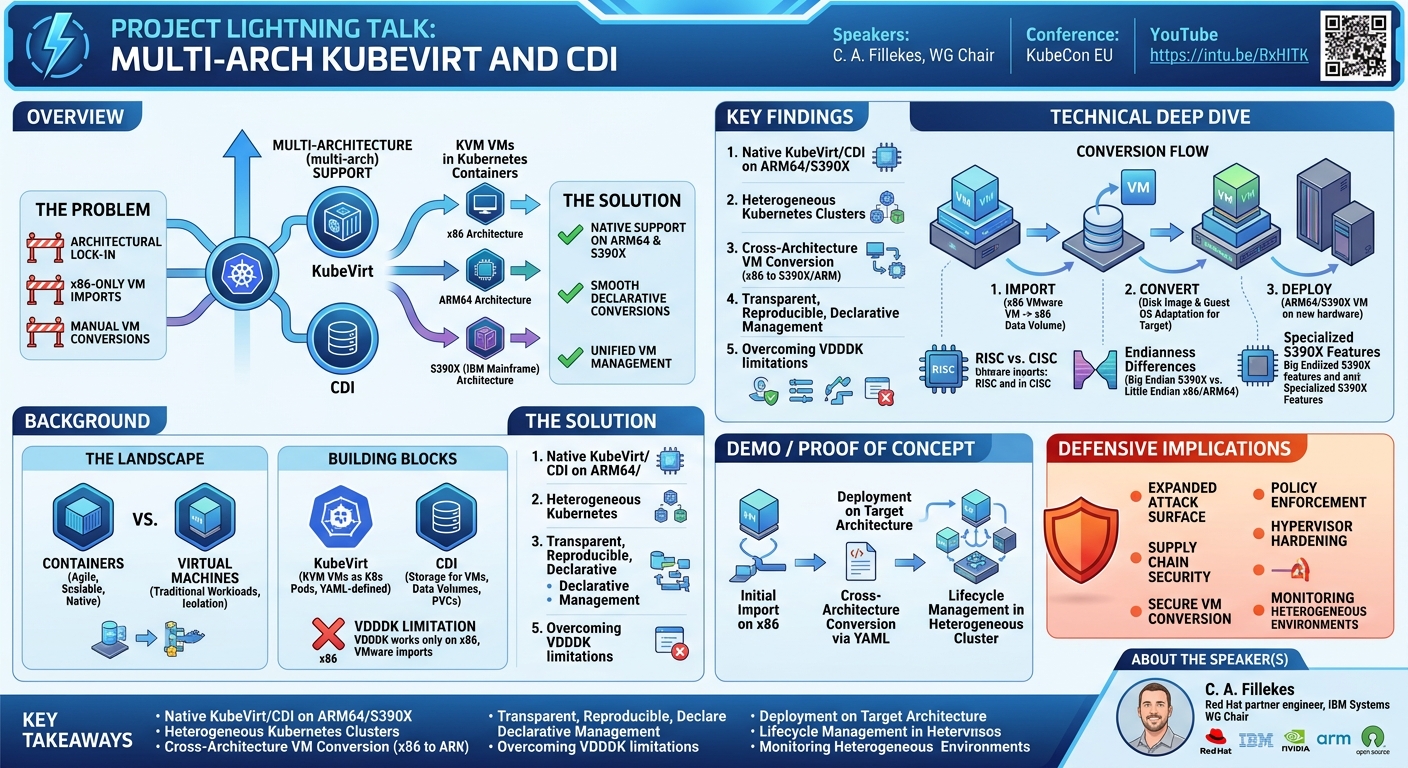 Visual summary for Project Lightning Talk: Multi-Arch KubeVirt and CDI - C. A. Fillekes, WG Chair by C. A. Fillekes, WG Chair
