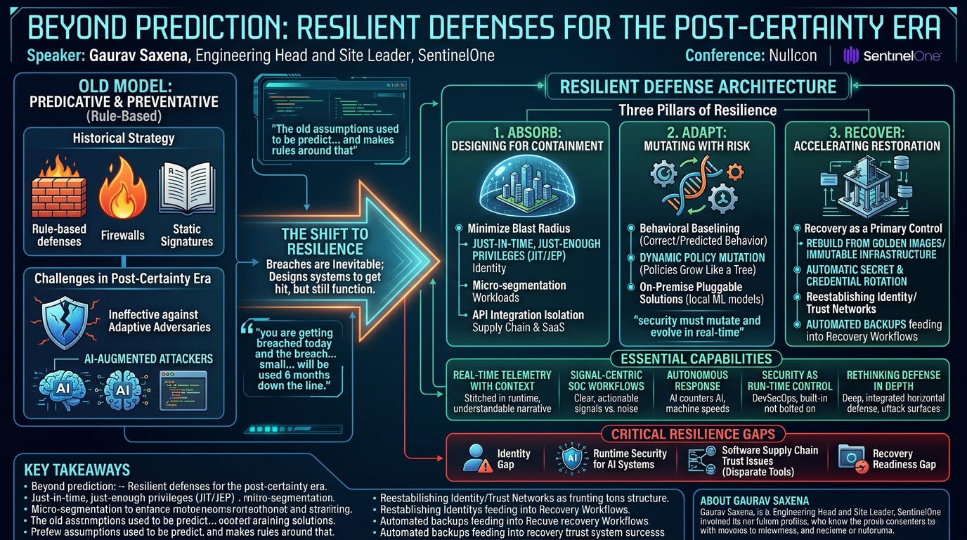 Visual summary for Beyond Prediction: Resilient Defenses for the Post-Certainty Era by Gaurav Saxena