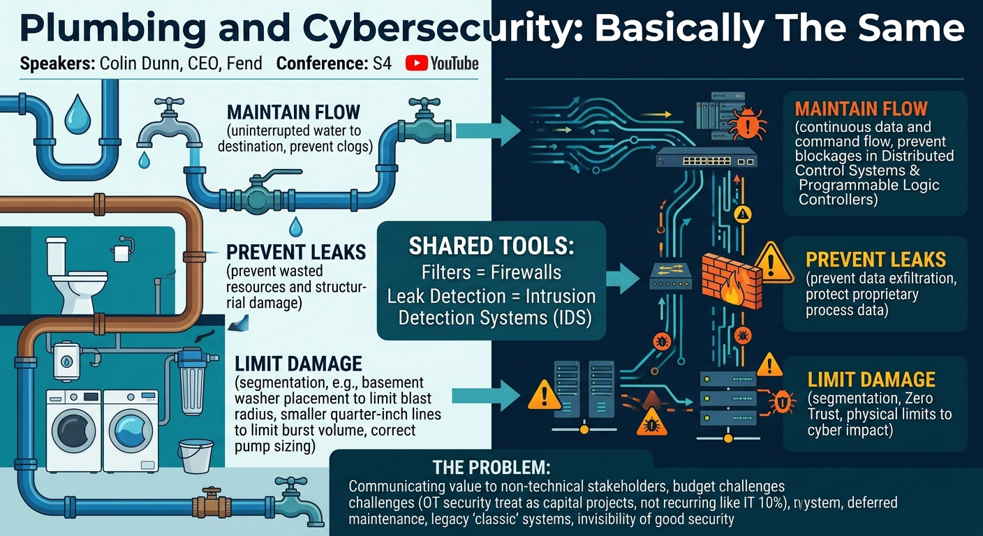 Visual summary for Plumbing and Cybersecurity: Basically The Same by Colin Dunn