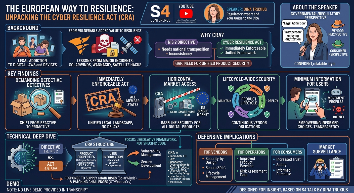 Visual summary for The European Way To Resilience: CRA(ck), SBOM(b) & AdviSor®y by Dina Truxius
