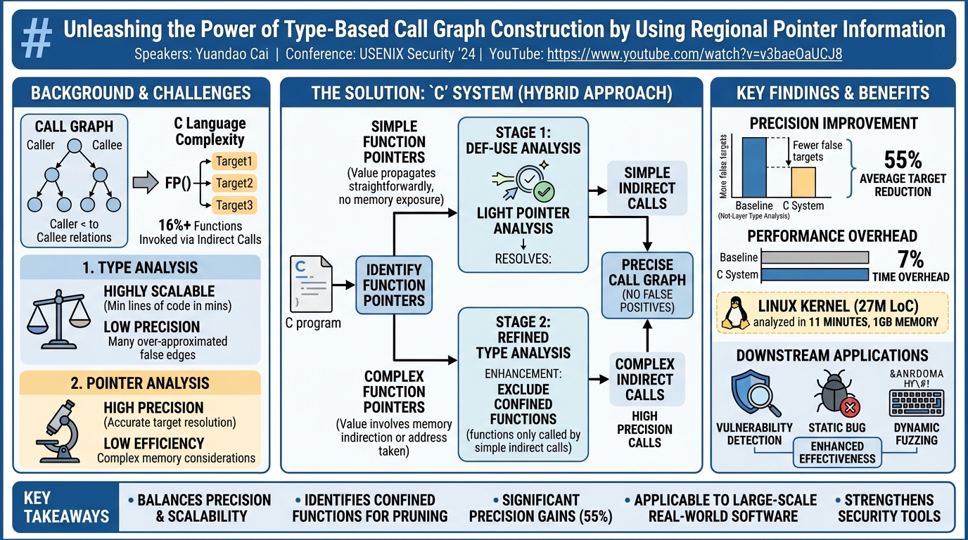 Visual summary for Unleashing the Power of Type-Based Call Graph Construction by Using Regional Pointer Information by Yuandao Cai