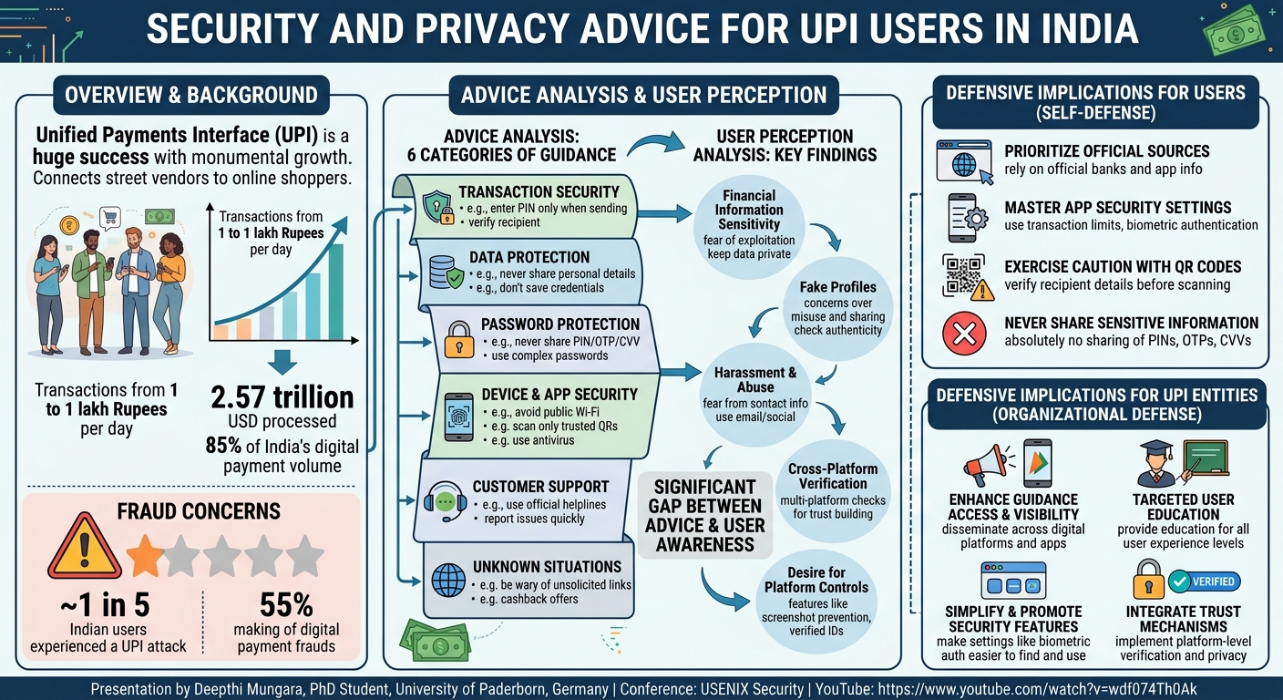 Visual summary for Security and Privacy Advice for UPI Users in India by Deepthi Mungara