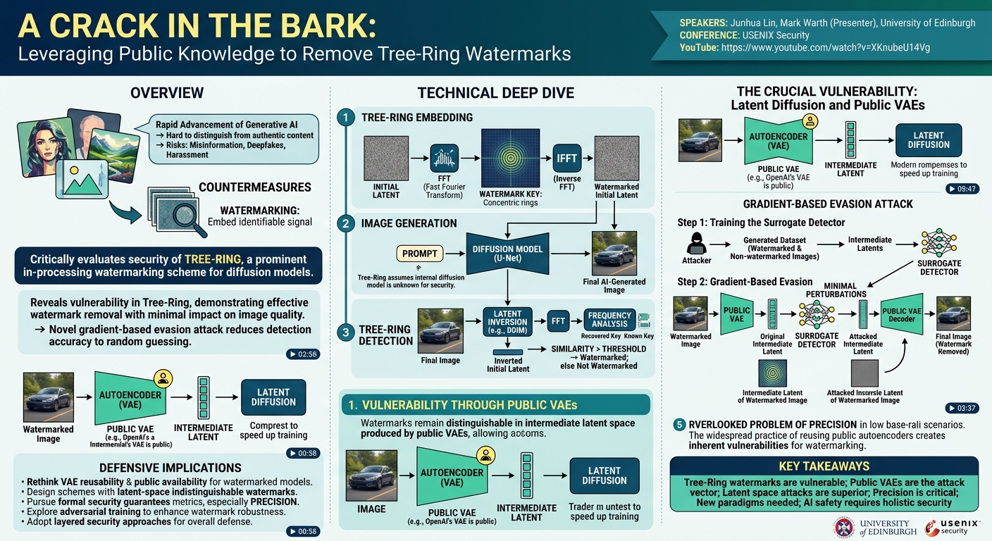 Visual summary for A Crack in the Bark: Leveraging Public Knowledge to Remove Tree-Ring Watermarks by Junhua Lin